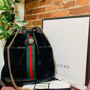 GUCCI Rajah Suede Bucket Bag